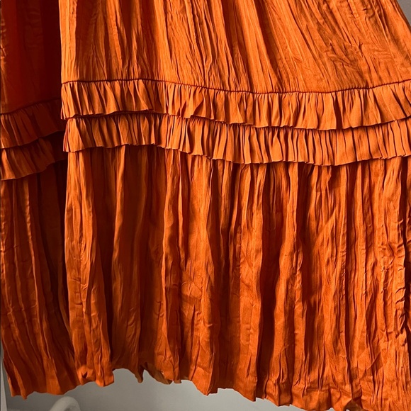 MODERN CITIZEN Hope Ruffle Midi Dress copper S - Picture 5 of 10